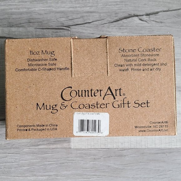 CounterArt Mug and Coaster Set, Joyous Poinsettia, Poinsettia and Cardinal - Picture 5 of 6